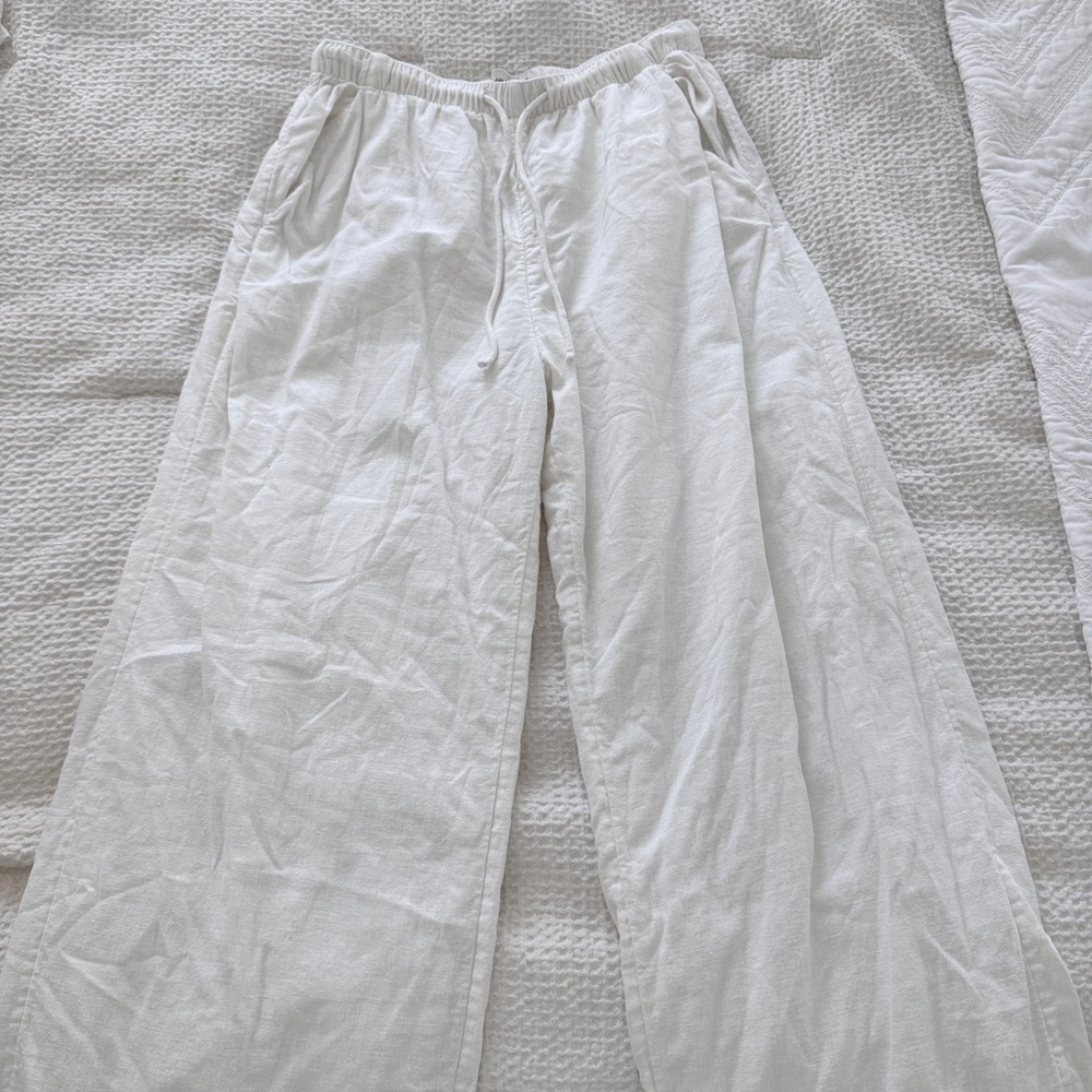 Casual White Linen Pants